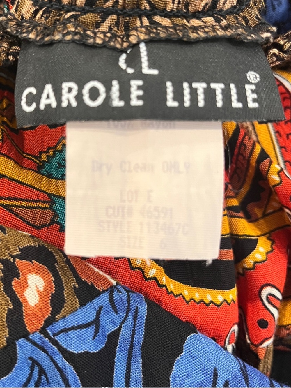 Vintage 90s Carole Little Boho Whimsigoth Tiered Skirt Patchwork Baroque Funky - Picture 13 of 15